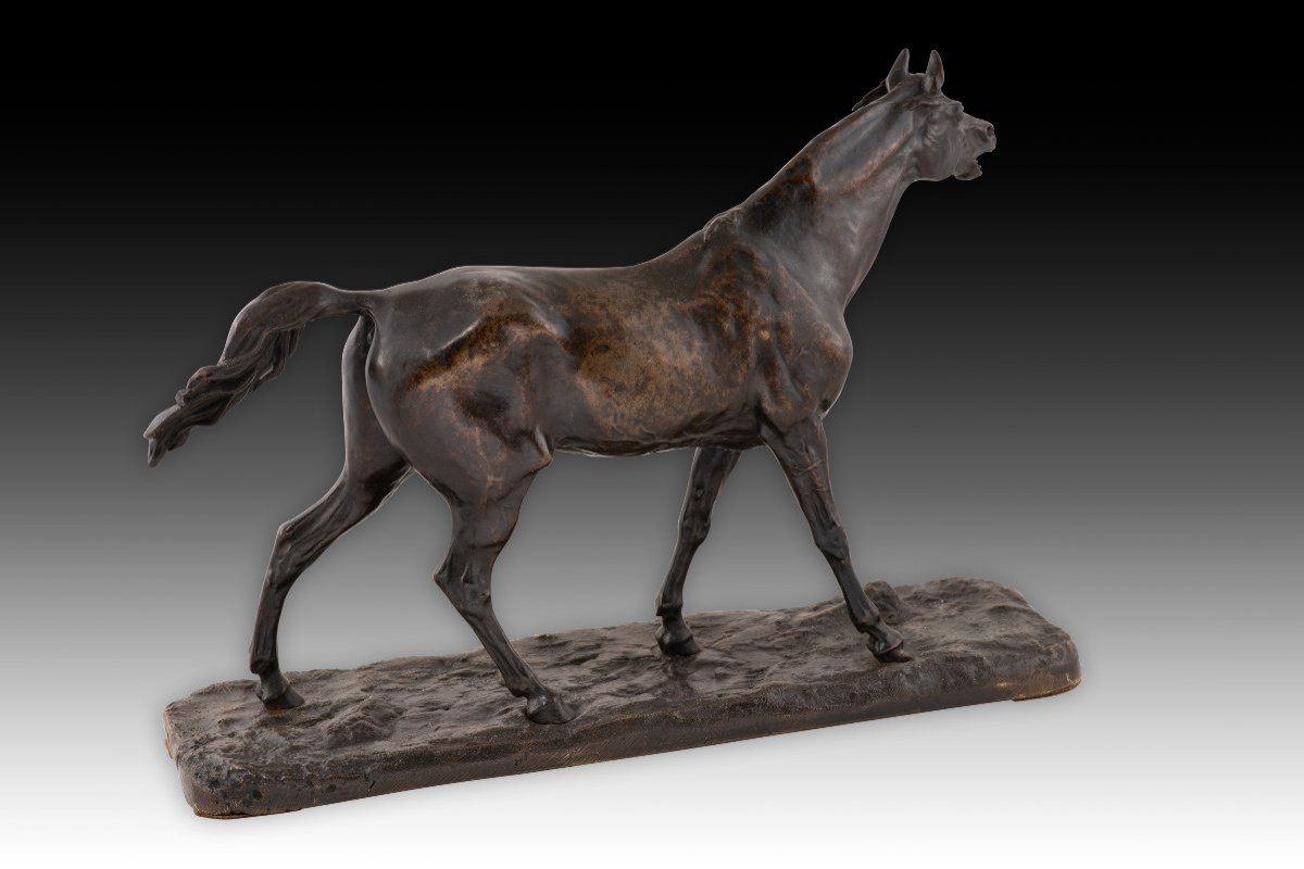 Horse. Patinated Metal. 19th Century.  -photo-4