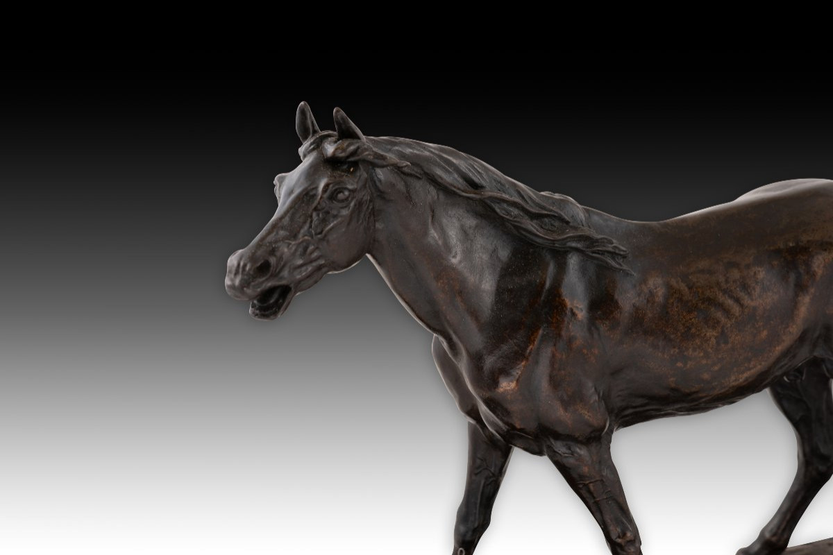  Horse. Patinated Metal. 19th Century.  -photo-2