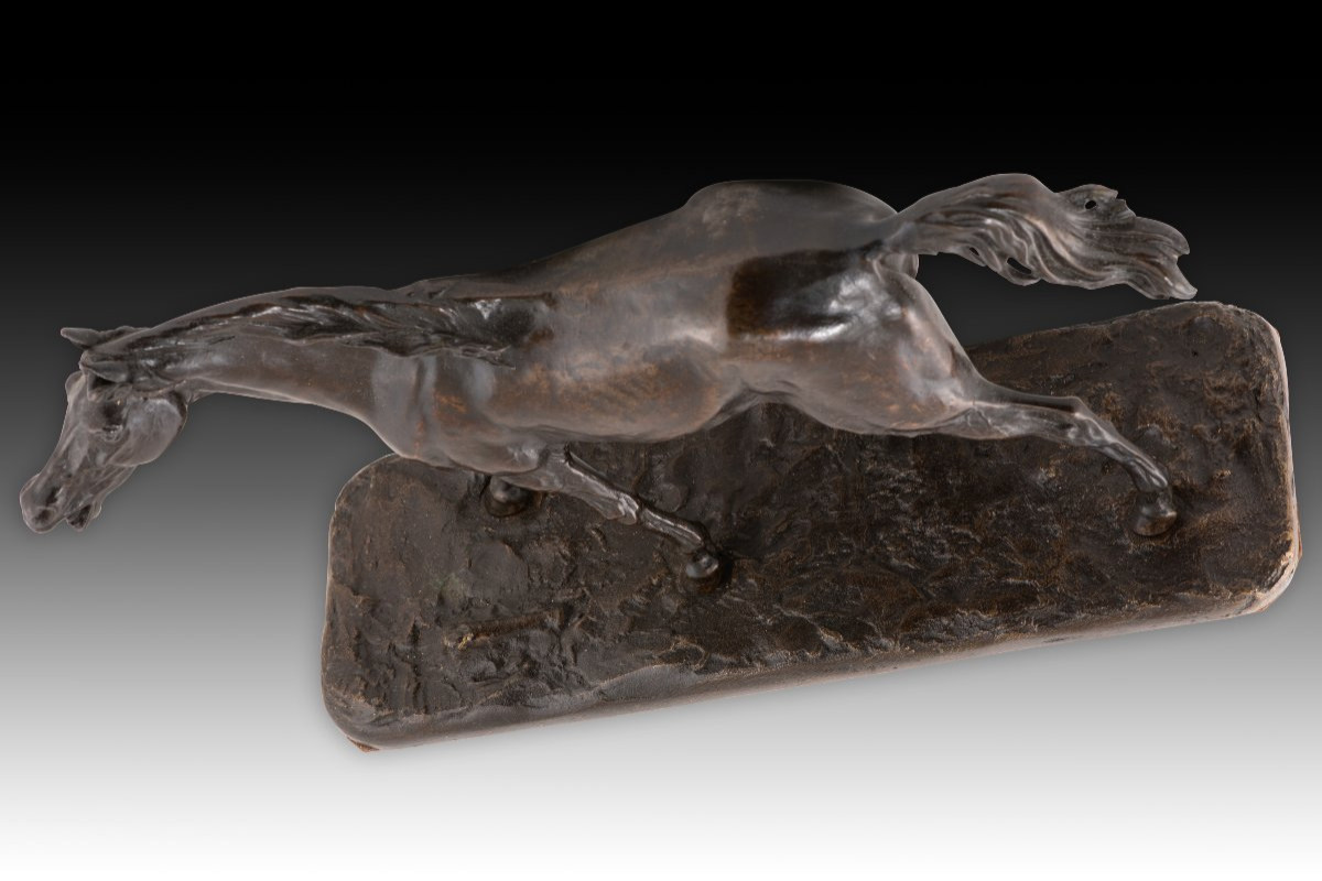  Horse. Patinated Metal. 19th Century.  -photo-4