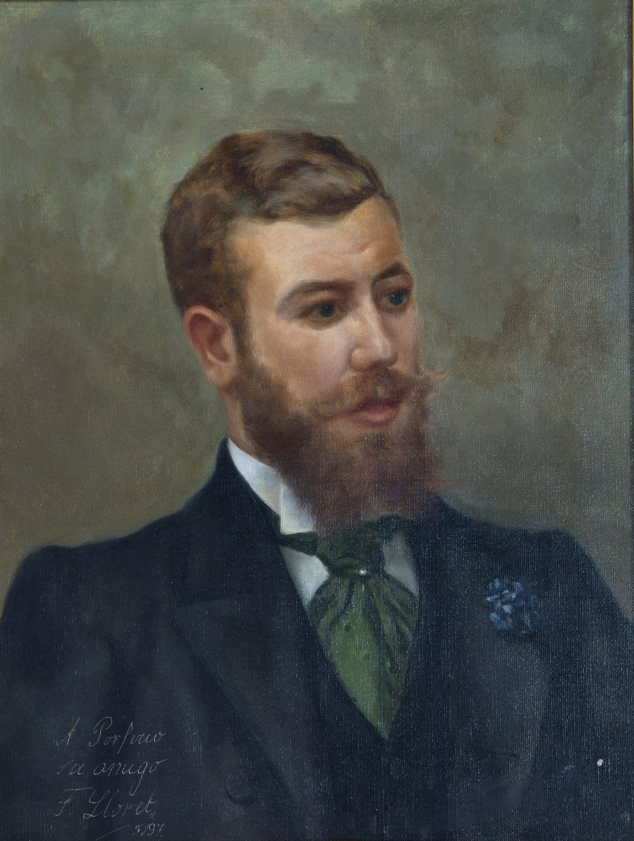 Portrait. Huile sur toile. Dédicacé, signé (F. Lloret.) et daté (1897)-photo-2