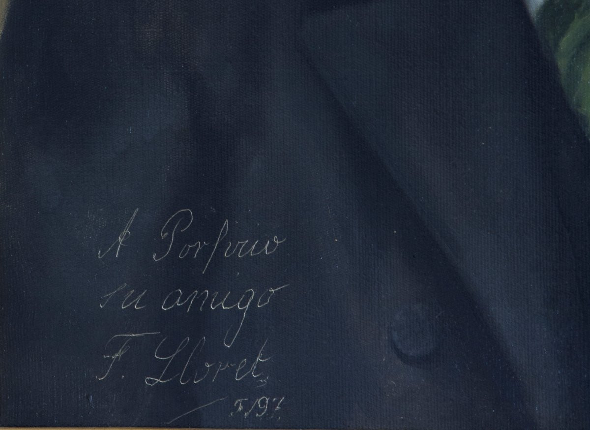 Portrait. Huile sur toile. Dédicacé, signé (F. Lloret.) et daté (1897)-photo-4