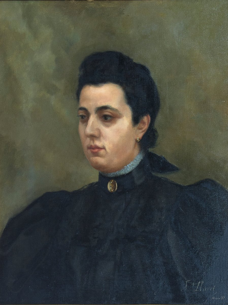  Dame. Huile sur toile. Signée (F. Lloret.) et datée (février 97) -photo-2