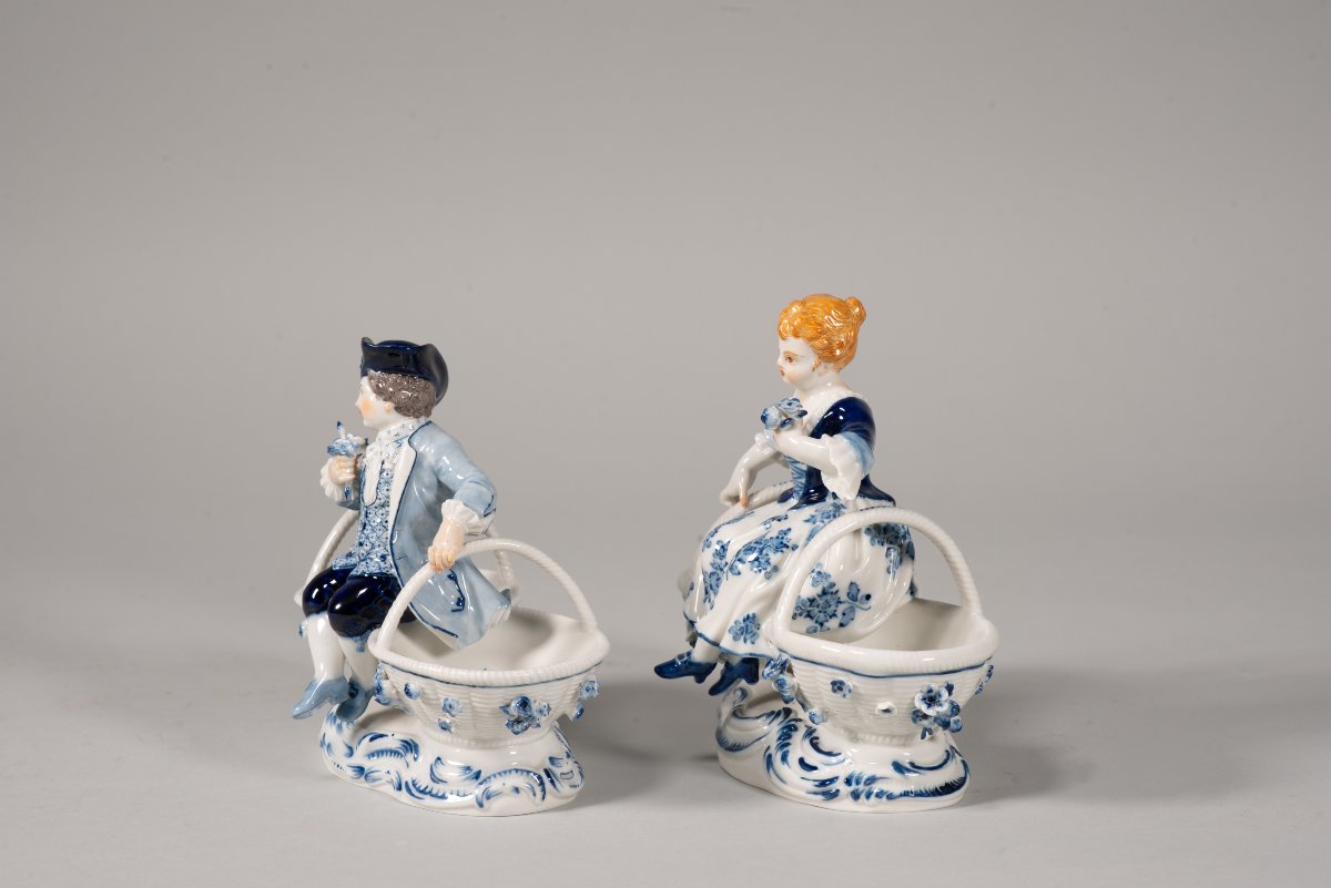 Pair Of Spice Racks. Glazed Porcelain. Meissen, Germany, (...) 19th Century.-photo-2