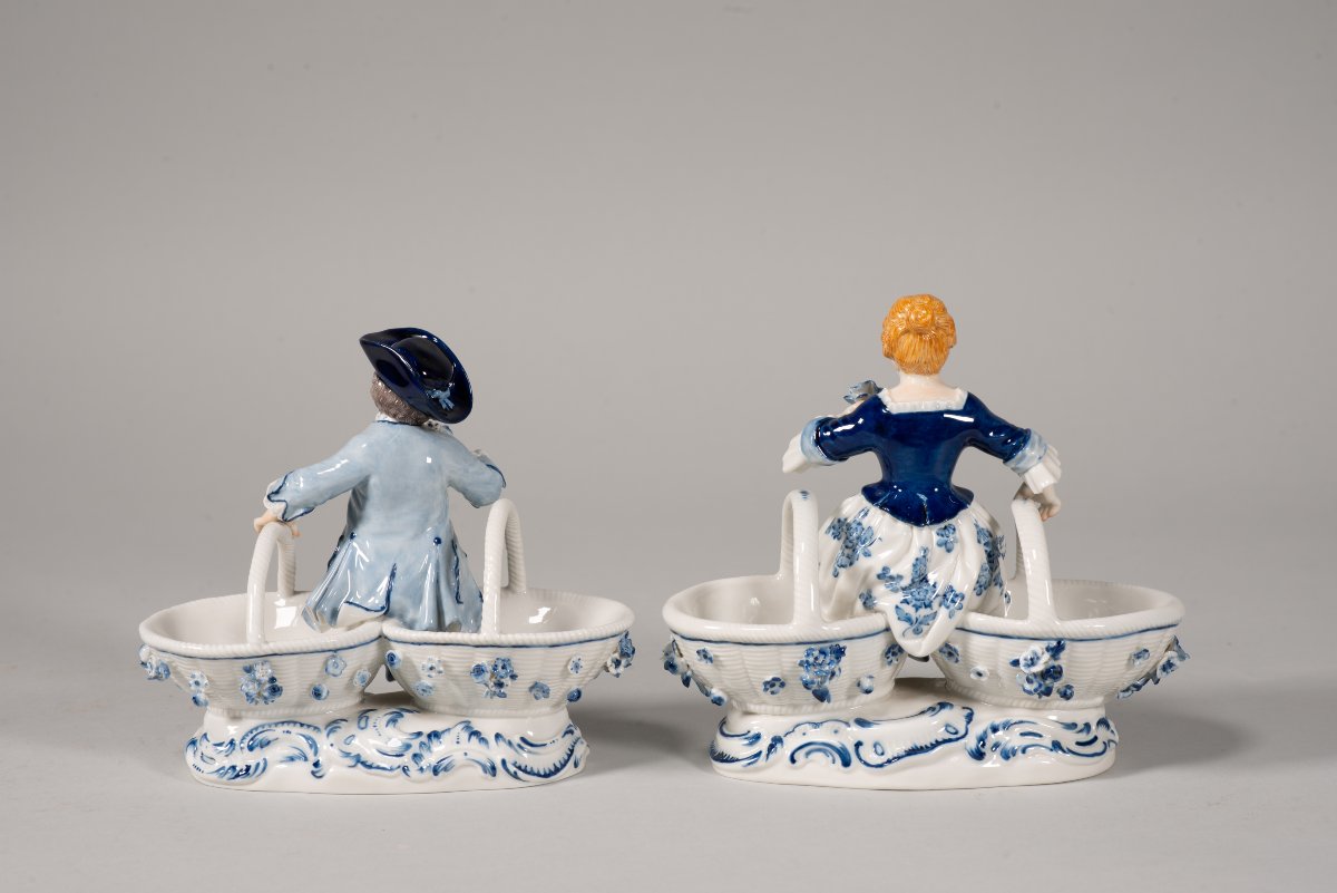 Pair Of Spice Racks. Glazed Porcelain. Meissen, Germany, (...) 19th Century.-photo-4