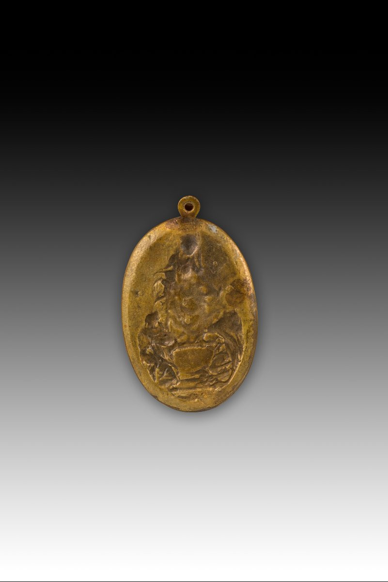 Plaque votive, Vierge du Rosaire et saints. Bronze. XVIIe-XVIIIe siècles. -photo-3