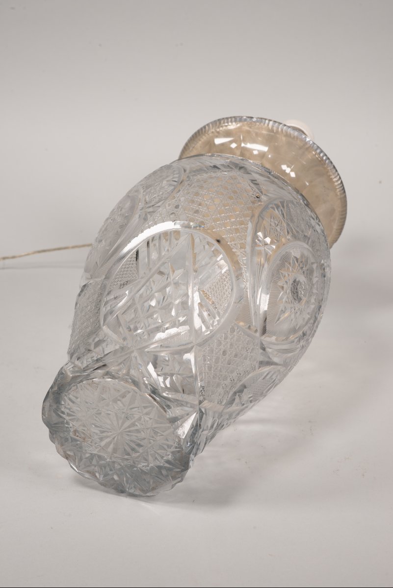 Lampe de table. Verre, métal. XXe siècle.-photo-3