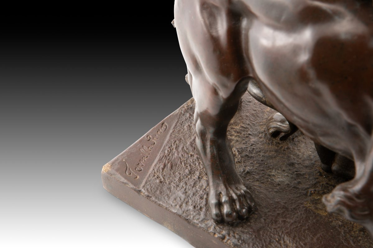 Cupid And The Lion. Bronze. Ferville-suan, Charles Georges (france, 1847-1925). -photo-5