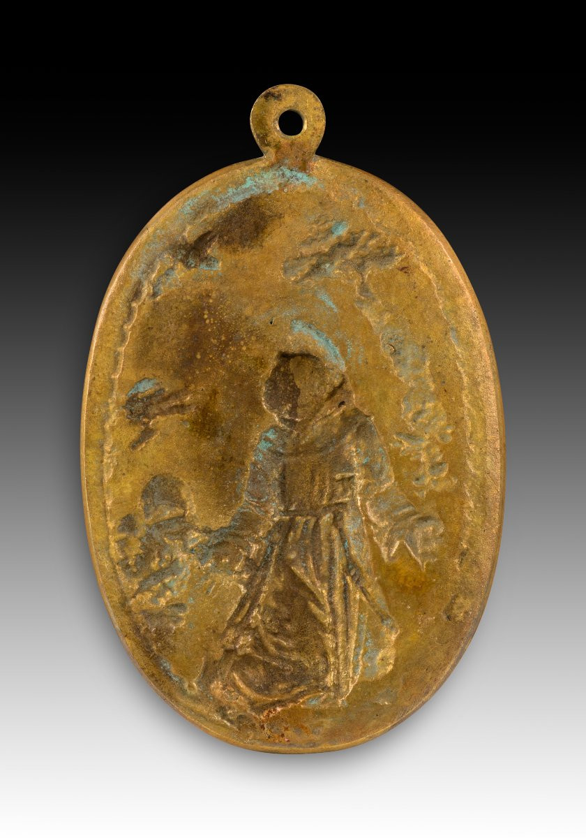 Votive Plaque, Stigmatization Of Saint Francis Of Assisi. Bronze. 17th-18th Centuries. -photo-2