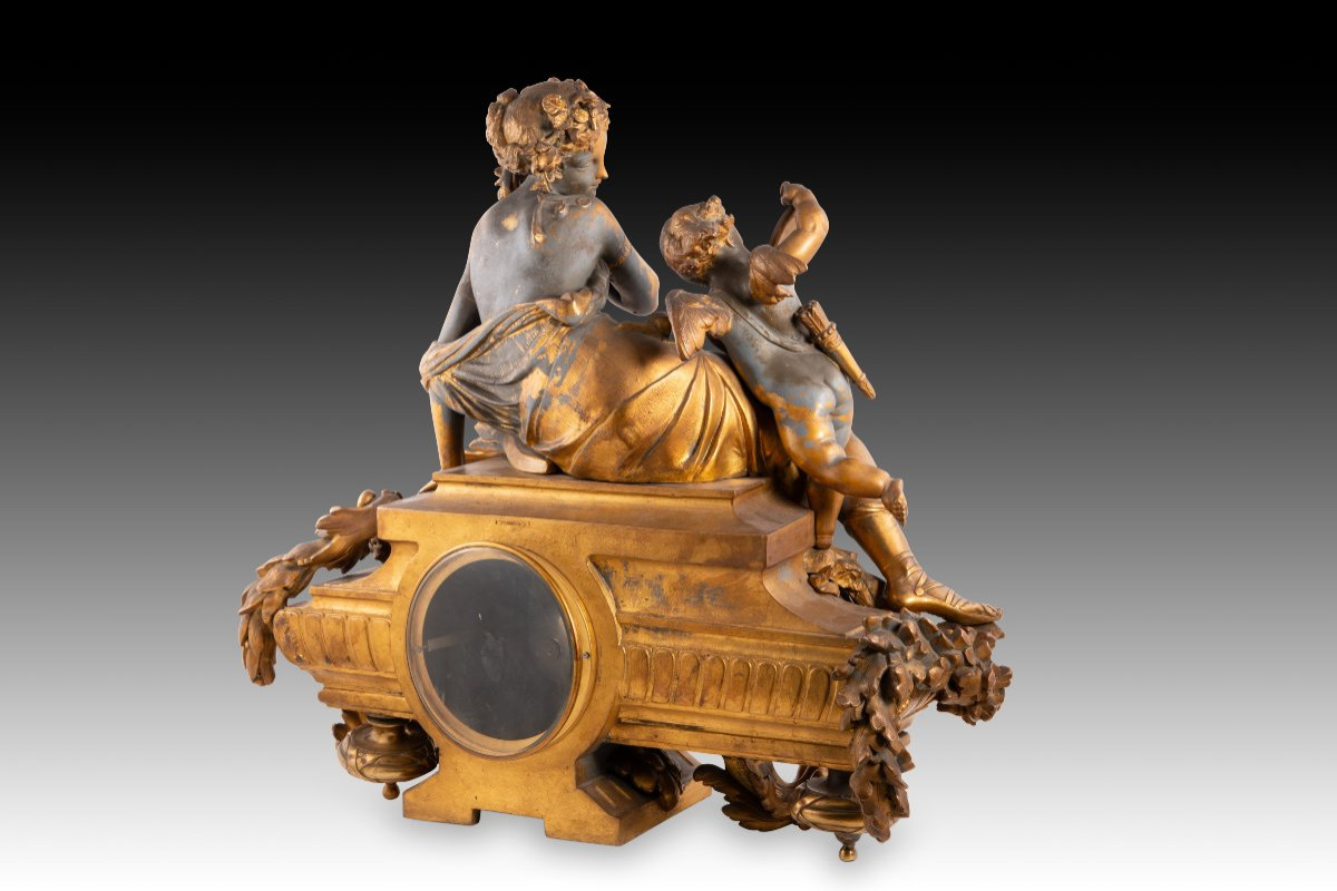 Horloge de table Napoléon III. Calamine, bronze, etc. Samuel Marti et Cie., Philippe Mourey. -photo-3