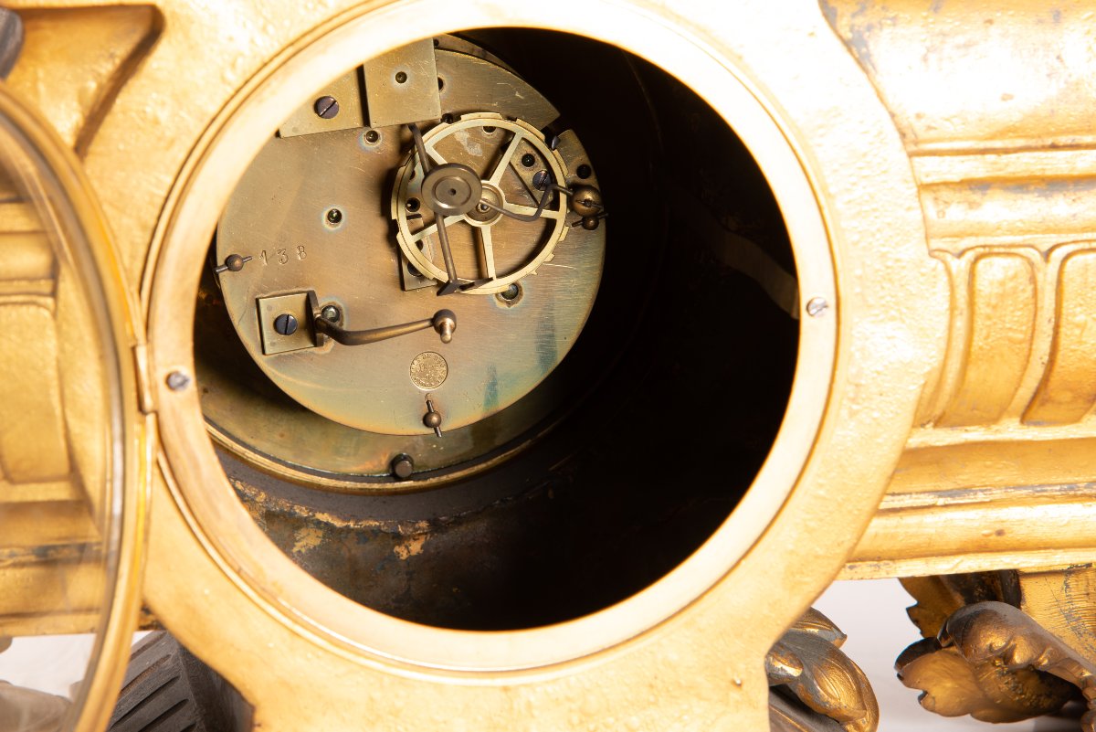 Horloge de table Napoléon III. Calamine, bronze, etc. Samuel Marti et Cie., Philippe Mourey. -photo-2
