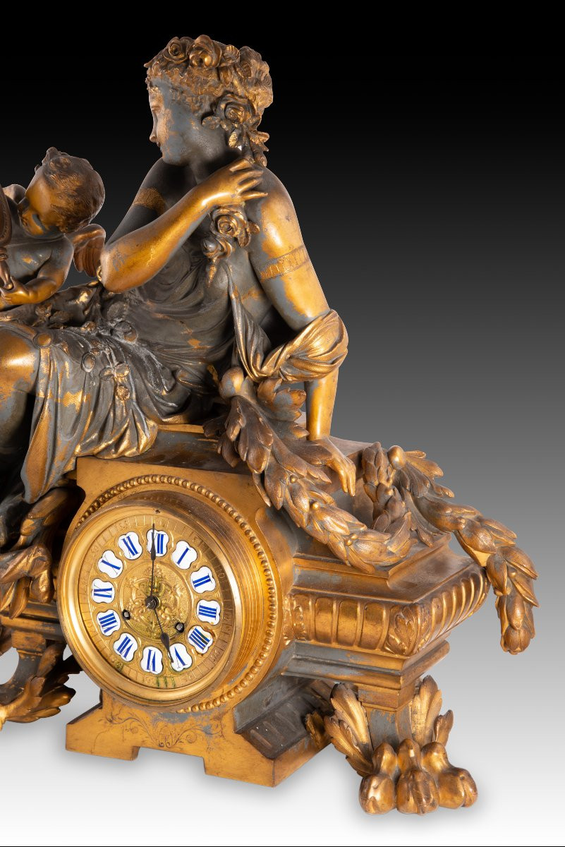 Horloge de table Napoléon III. Calamine, bronze, etc. Samuel Marti et Cie., Philippe Mourey. -photo-4