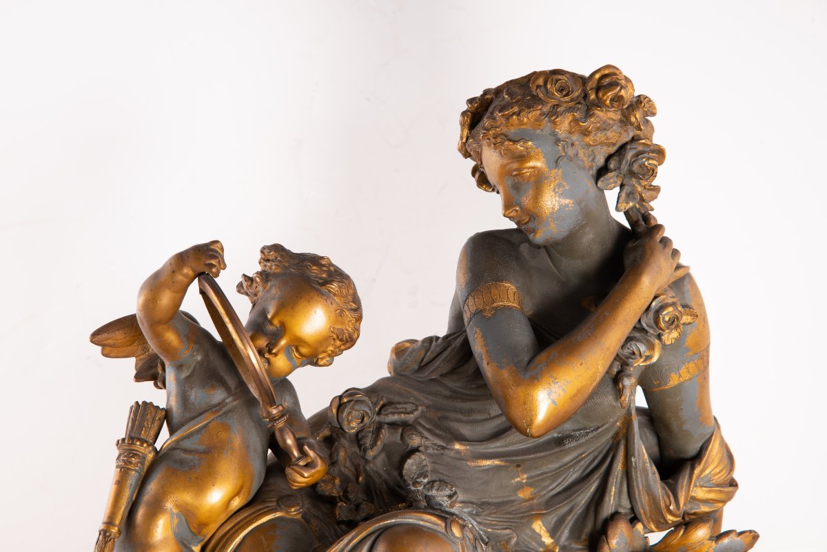 Horloge de table Napoléon III. Calamine, bronze, etc. Samuel Marti et Cie., Philippe Mourey. -photo-5