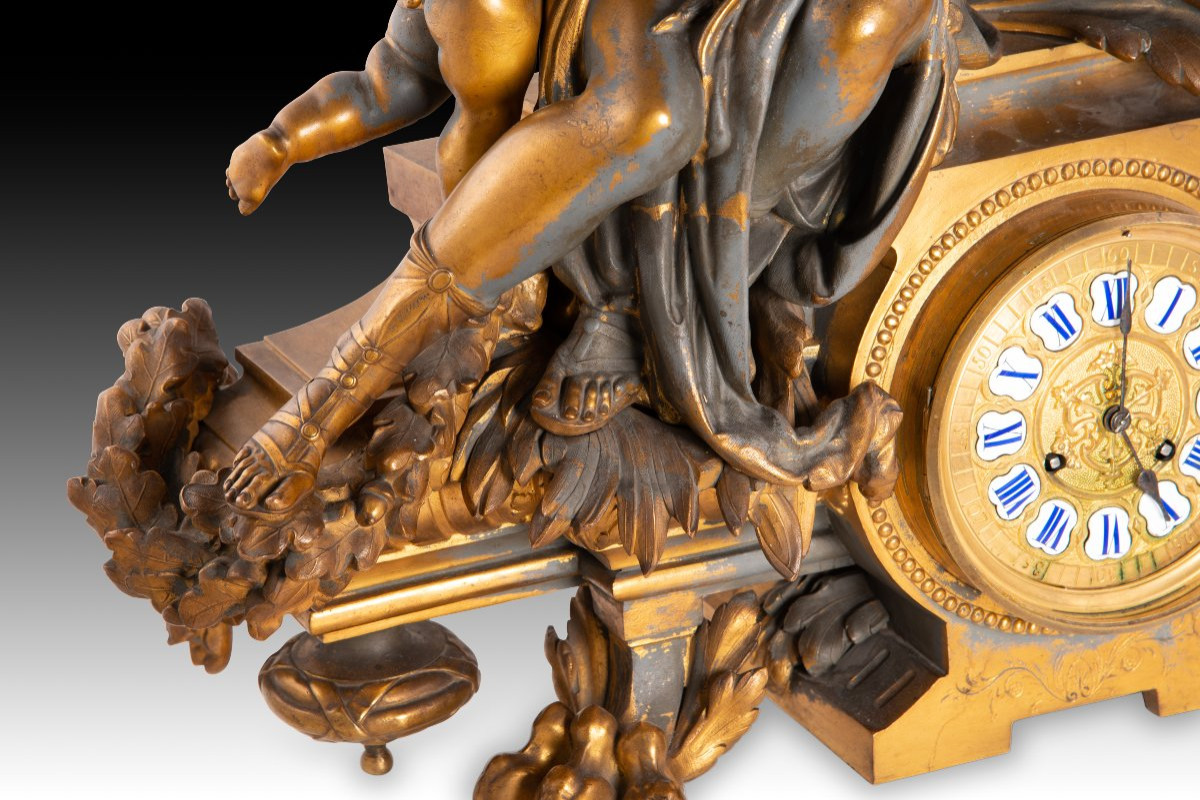Horloge de table Napoléon III. Calamine, bronze, etc. Samuel Marti et Cie., Philippe Mourey. -photo-6