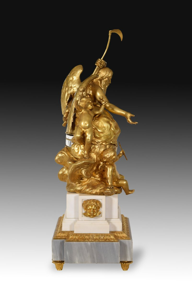 Table Clock With Rotating Dial. Bronze, Marble. After Models By Augustin Pajou.-photo-4