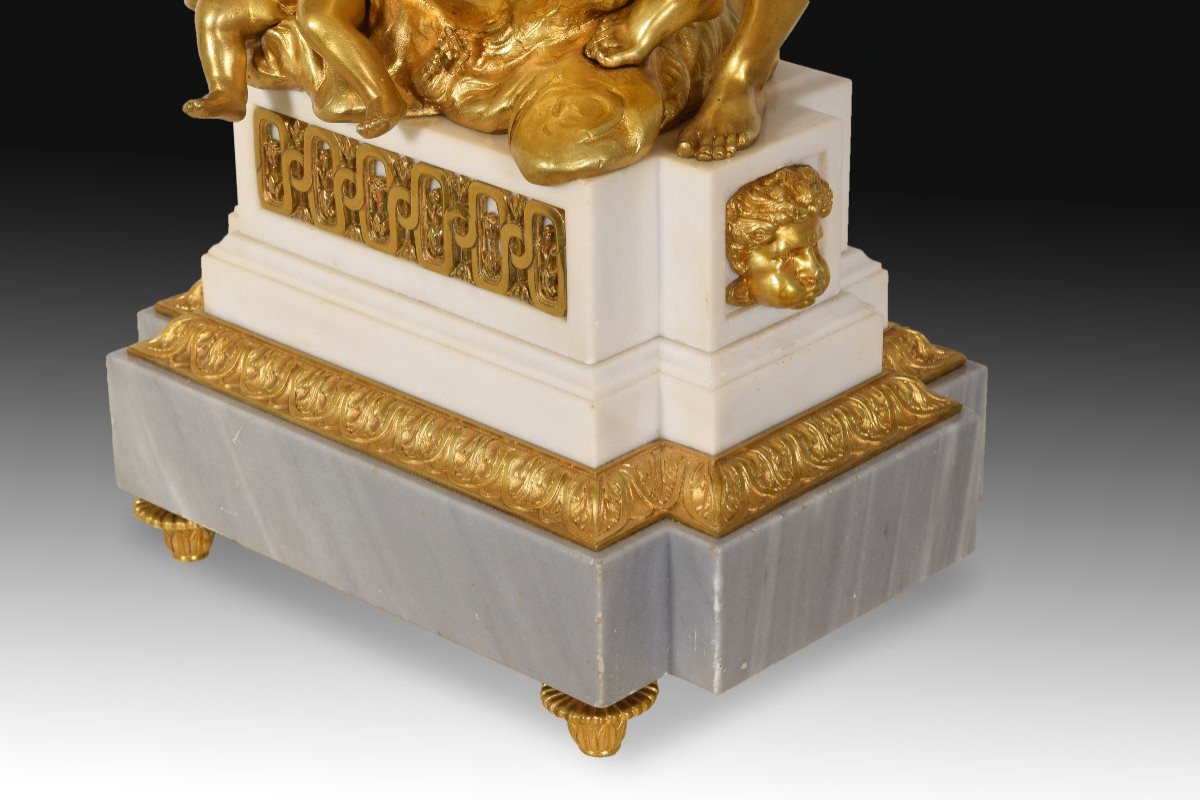 Table Clock With Rotating Dial. Bronze, Marble. After Models By Augustin Pajou.-photo-6