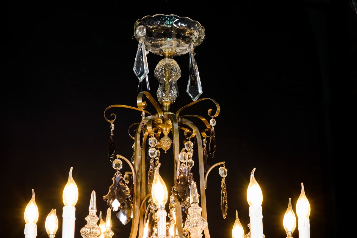 Lustre. Verre, bronze. Début du XXe siècle. -photo-3