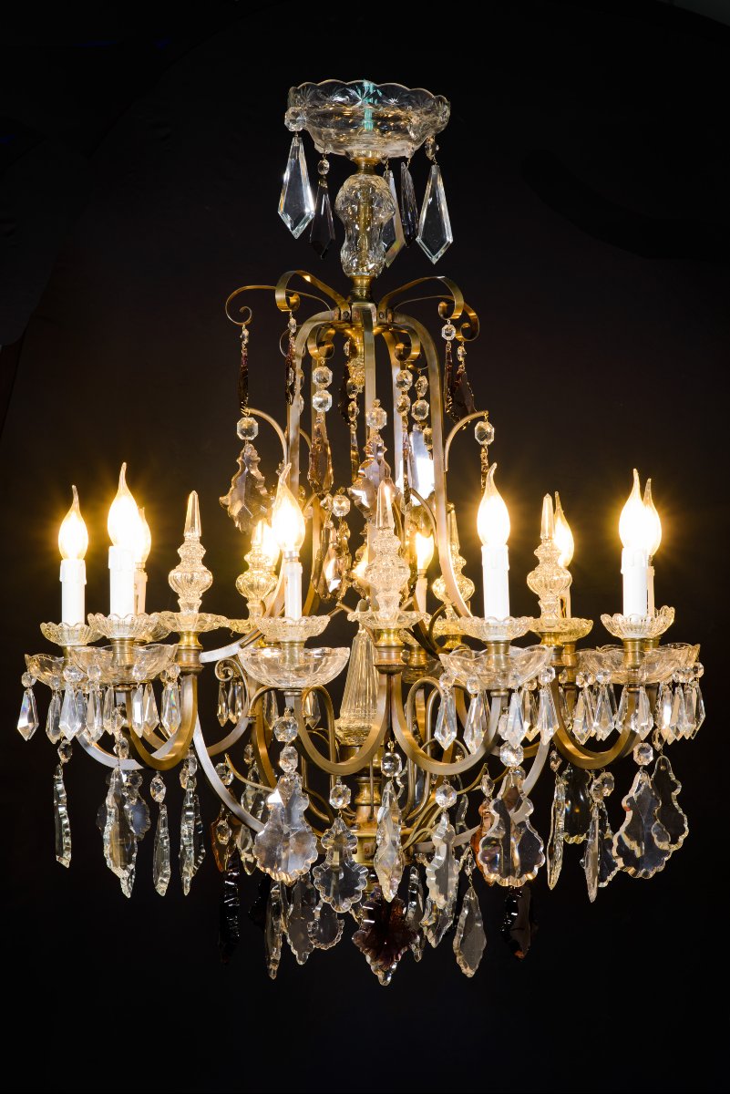 Lustre. Verre, bronze. Début du XXe siècle. -photo-4