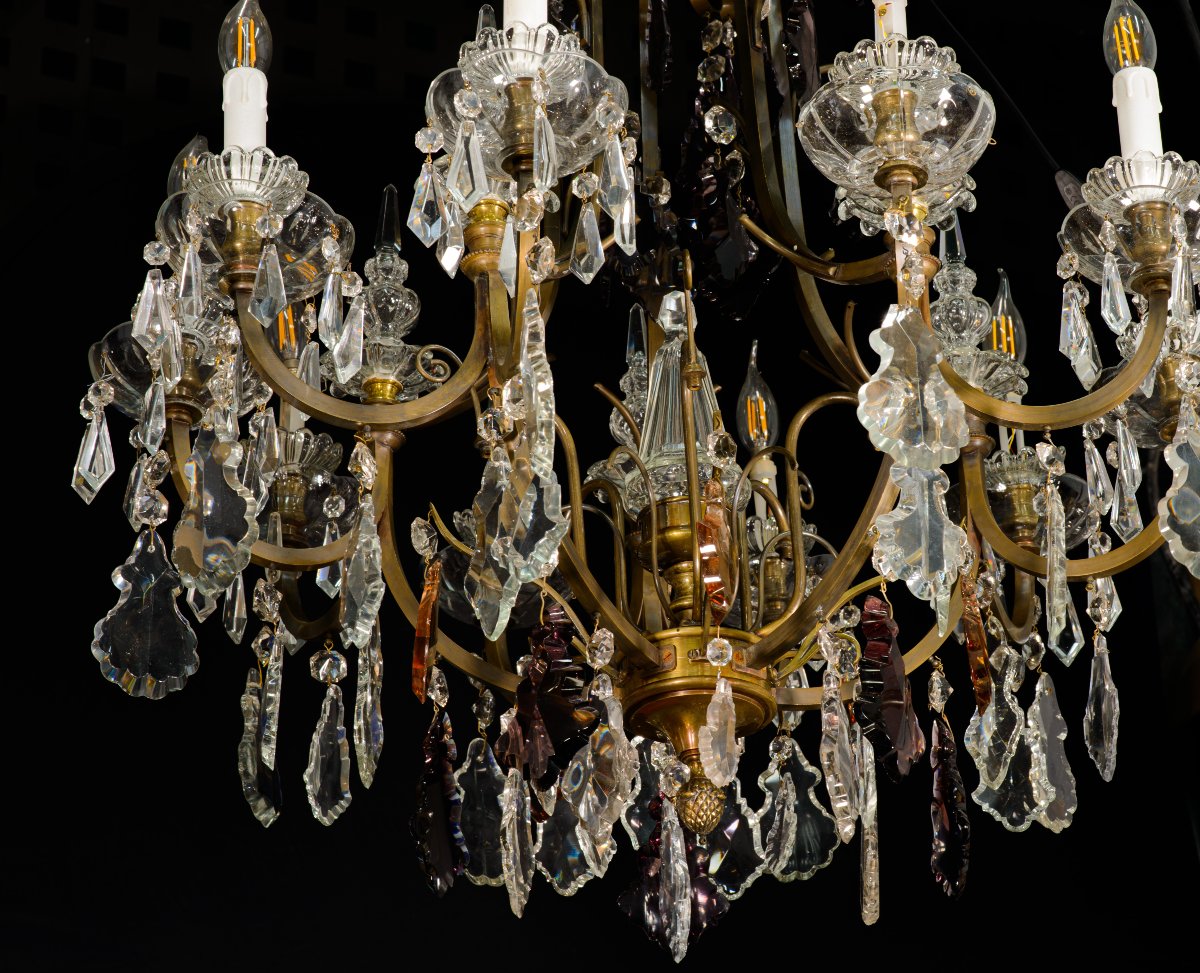 Lustre. Verre, bronze. Début du XXe siècle. -photo-3