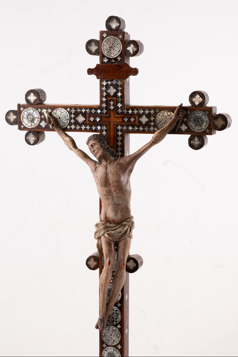 Crucified Christ With Base. Wood, Mother-of-pearl. Jerusalem. -photo-3
