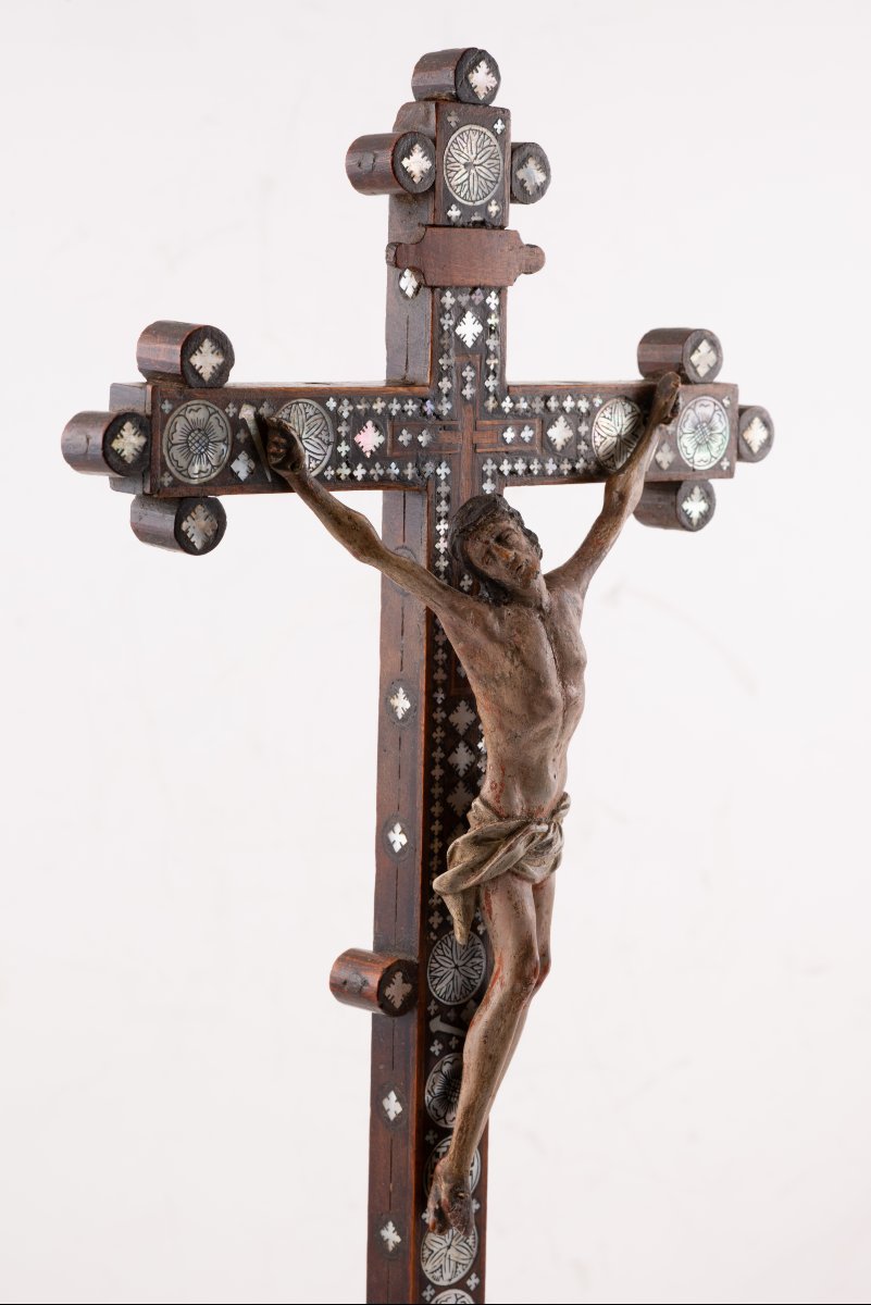 Crucified Christ With Base. Wood, Mother-of-pearl. Jerusalem. -photo-4
