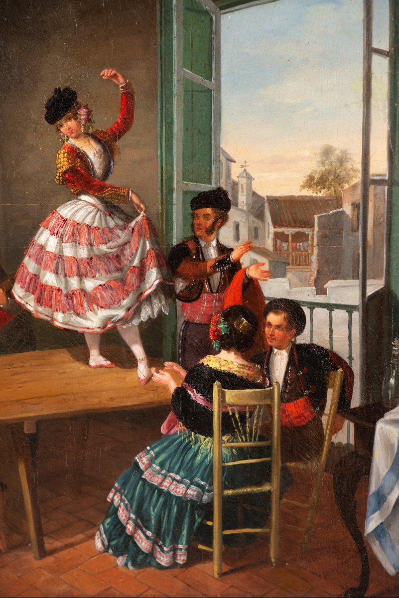 Flamenco Scene. Oil On Canvas. Cabral Y Bejarano, Manuel (1827-1891).  Signed.-photo-4
