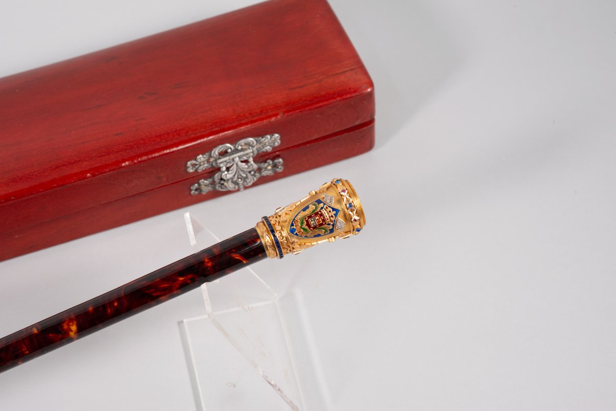Evaristo Martín Freire Command Baton With Case. Tortoiseshell, Gold, Metal, Etc. Spain, XX-photo-1