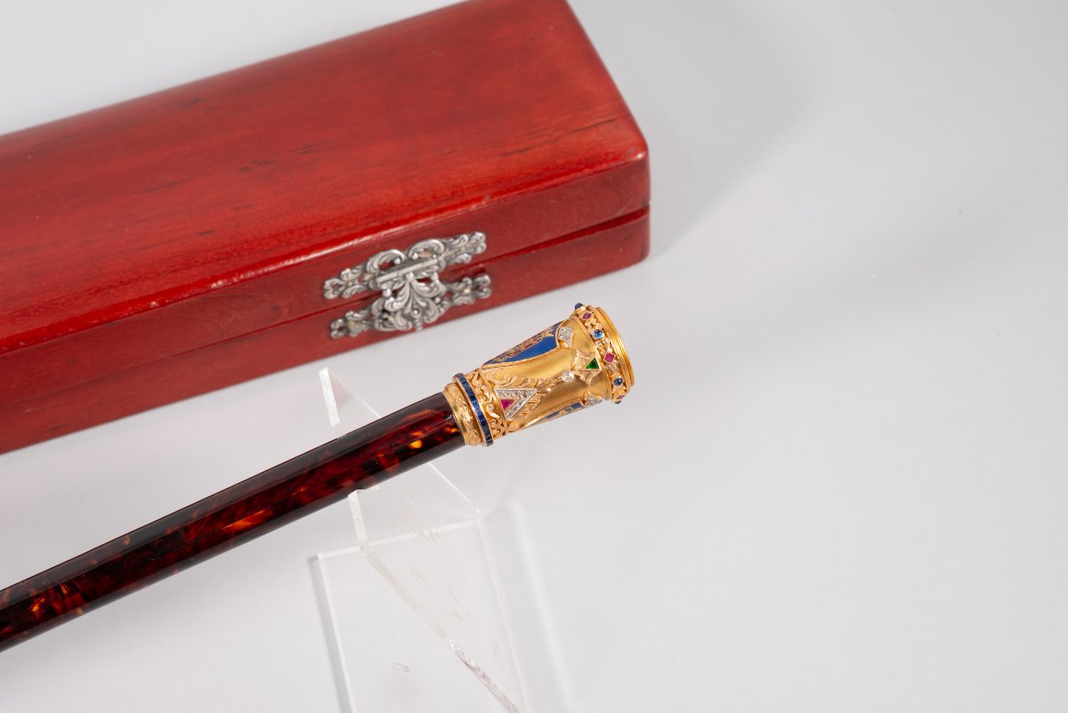 Evaristo Martín Freire Command Baton With Case. Tortoiseshell, Gold, Metal, Etc. Spain, XX-photo-2