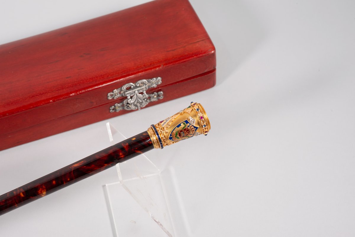 Evaristo Martín Freire Command Baton With Case. Tortoiseshell, Gold, Metal, Etc. Spain, XX-photo-3