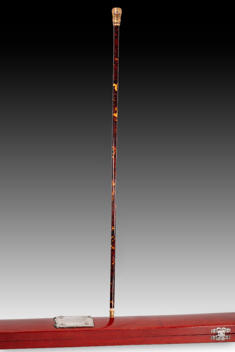Evaristo Martín Freire Command Baton With Case. Tortoiseshell, Gold, Metal, Etc. Spain, XX