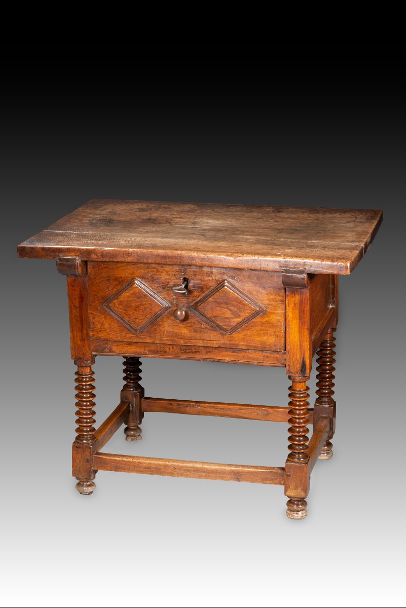 Table. Wood, Iron. Guadalajara Region, Spain, 17th Century. 