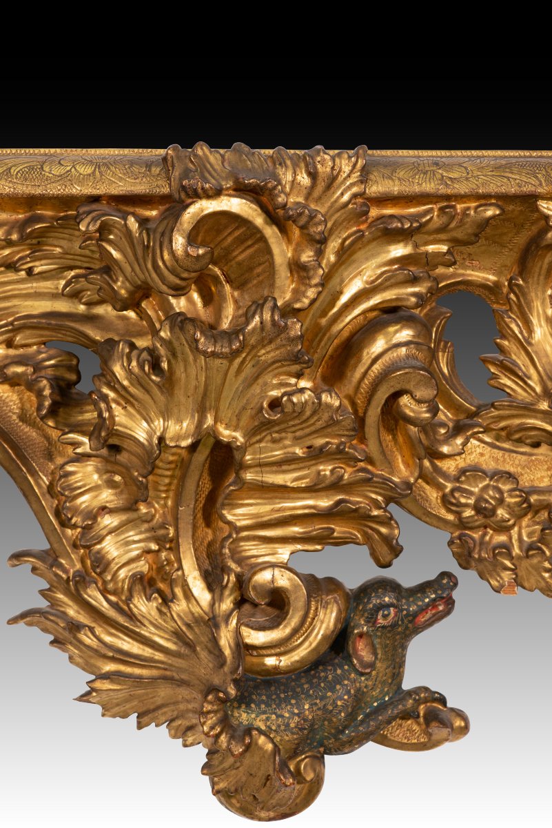 Mirror. Carved, Gilded, And Polychrome Wood; 18th Century.-photo-6