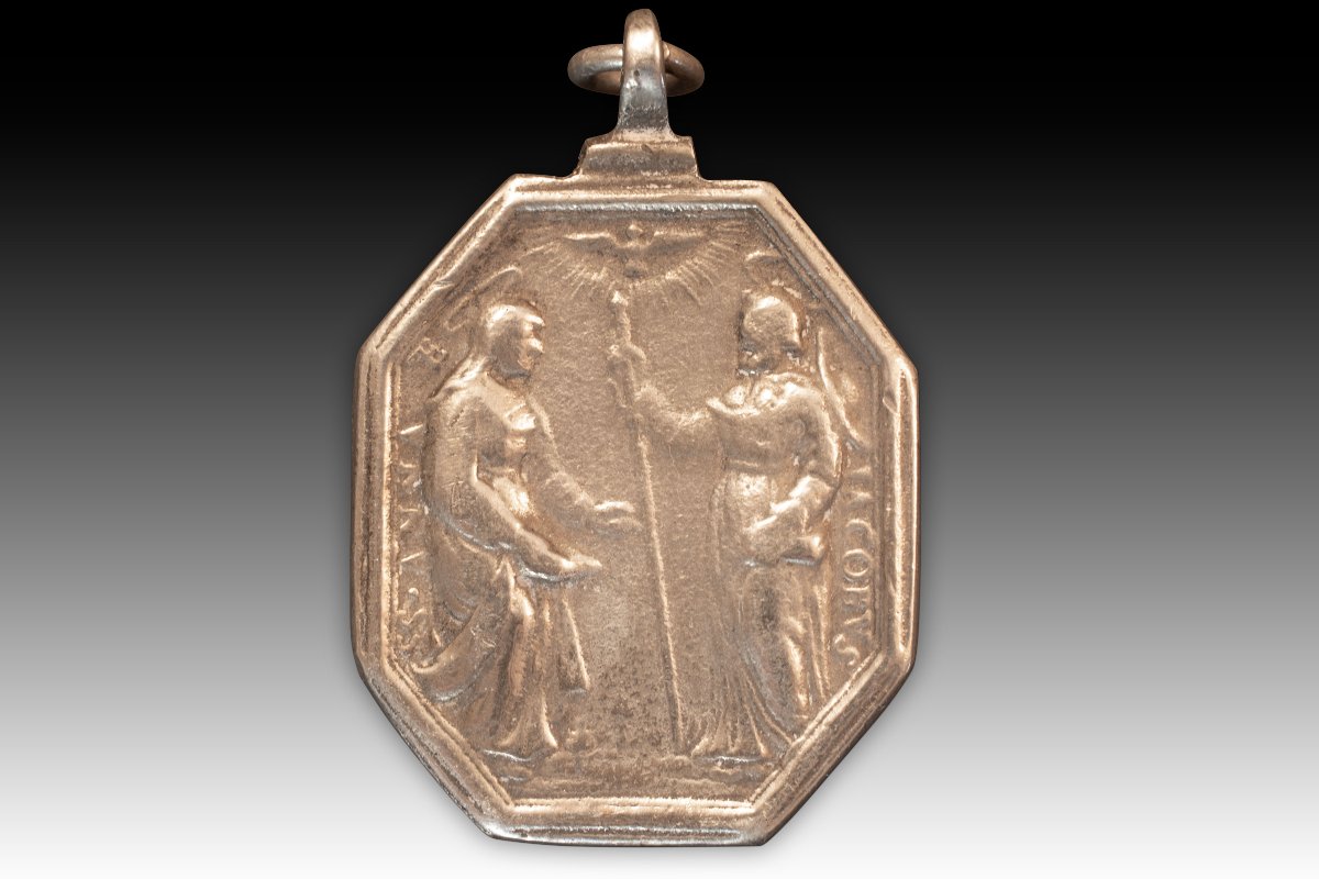 Médaille, saint Thomas l’Évangéliste, saint Thomas d’Aquin, sainte Anne et saint J..-photo-2
