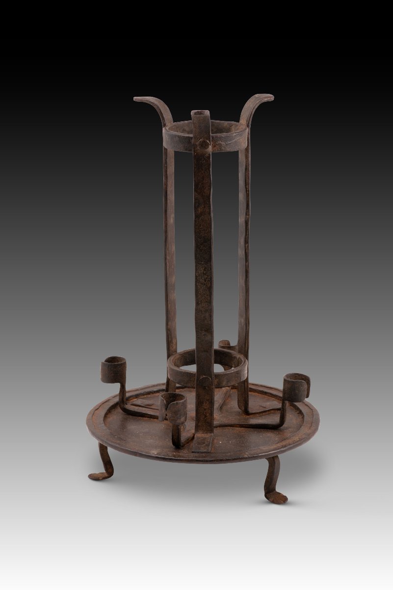 Candelabra. Wrought Iron. Spanish School, 19th Century. -photo-2