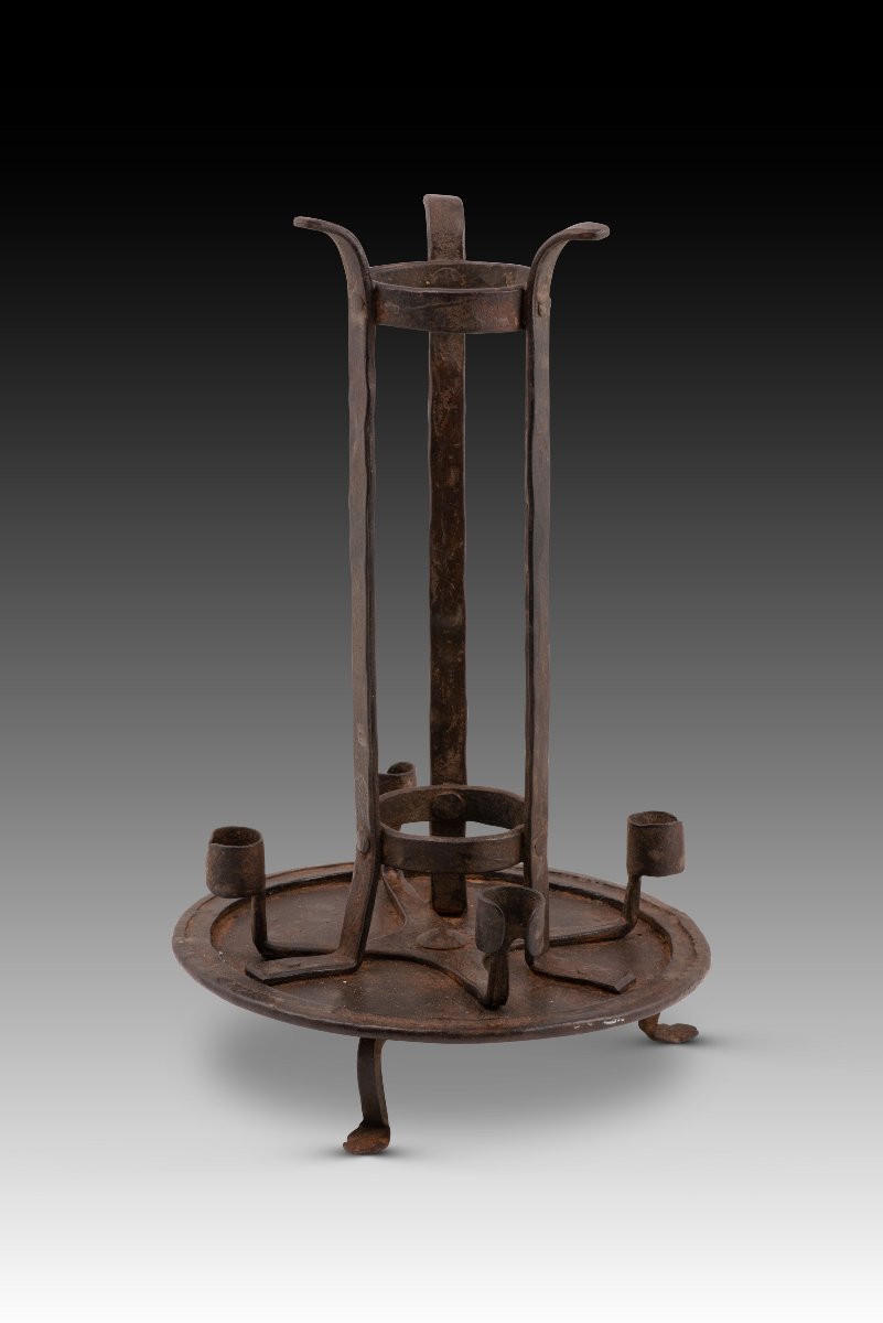 Candelabra. Wrought Iron. Spanish School, 19th Century. -photo-2
