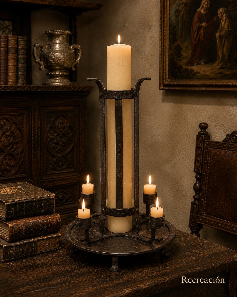 Candelabra. Wrought Iron. Spanish School, 19th Century. -photo-3