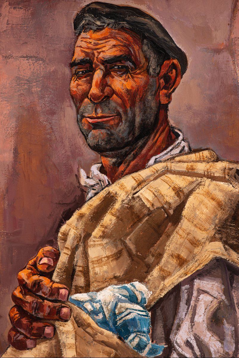 Peasant. Oil On Canvas. Vela Zanetti, José. 1972. Signed And Dated (lower Right). -photo-2
