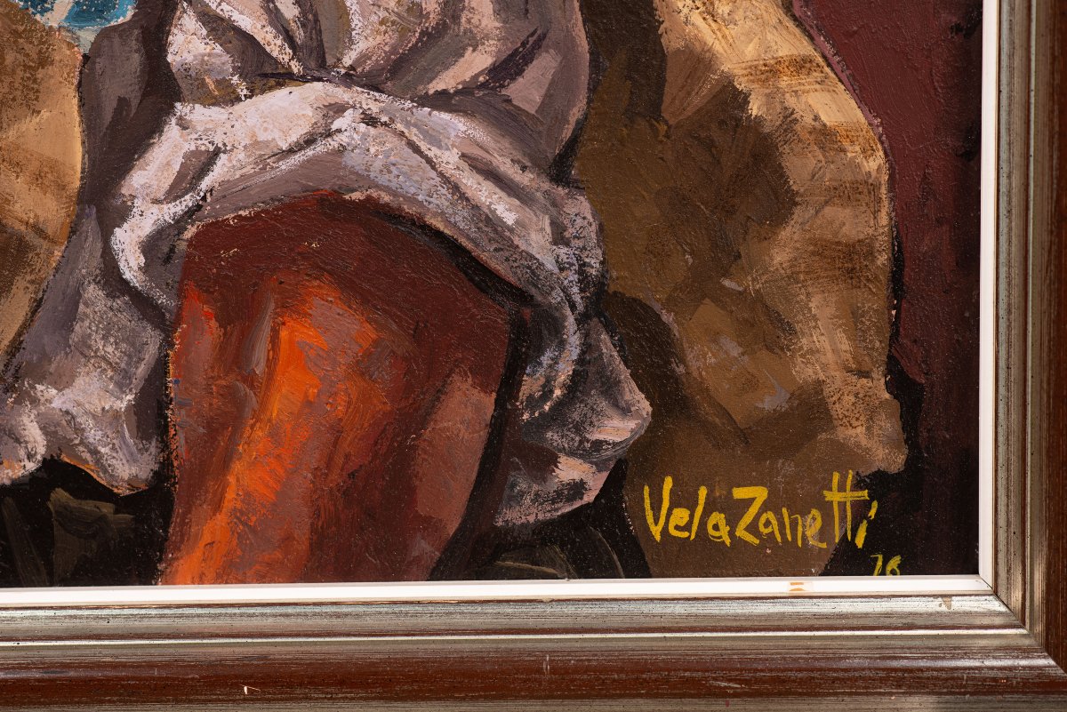 Peasant. Oil On Canvas. Vela Zanetti, José. 1972. Signed And Dated (lower Right). -photo-3