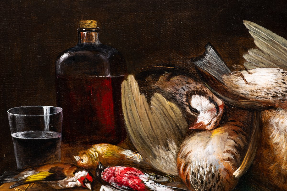 Nature morte. Huile sur toile. École espagnole (Antonio Rivas), XXe siècle. -photo-1