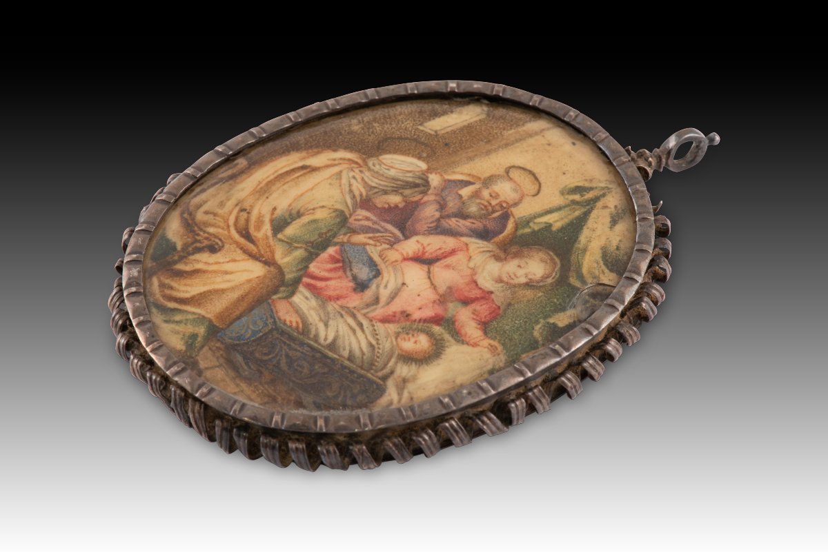 Reliquary Medallion. Silver, Glass, Etc. Spanish School, 17th Century.-photo-2