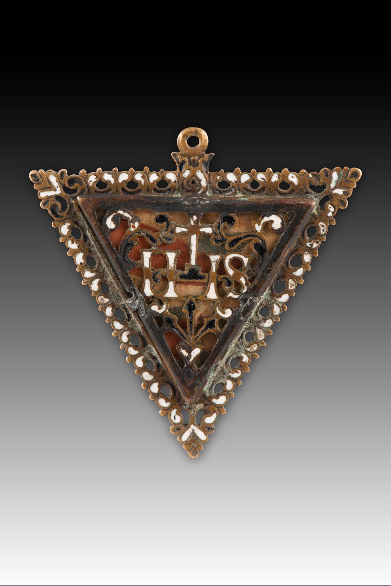 Devotional Pendant, Saint Teresa Of ávila. Bronze, Enamel, Etc. Spanish School, 17th Century.-photo-2