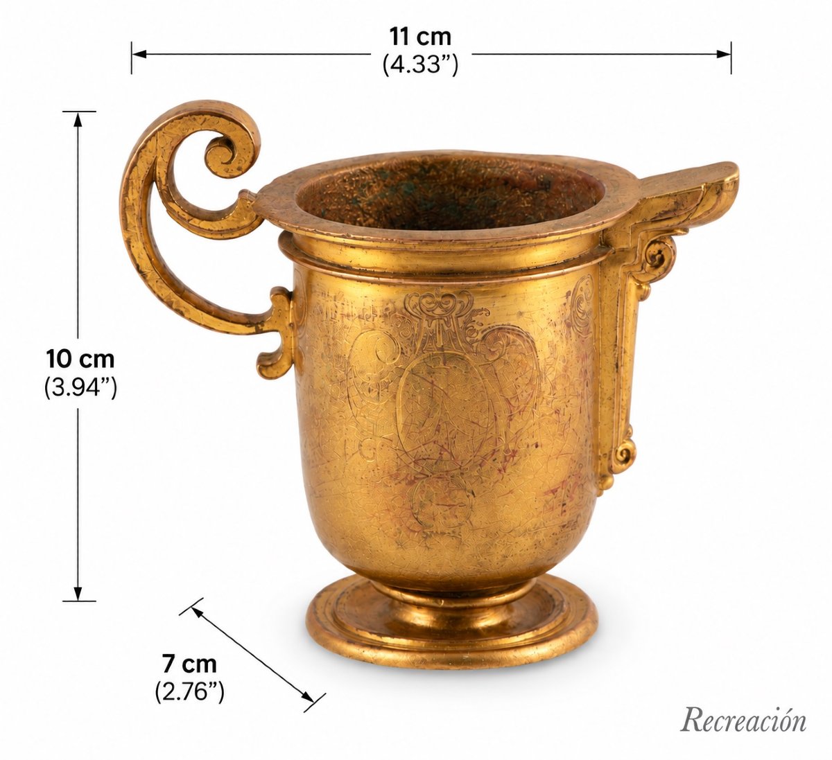 Jug With A Spout. Gilded Bronze. Spanish School, 17th Century. -photo-1