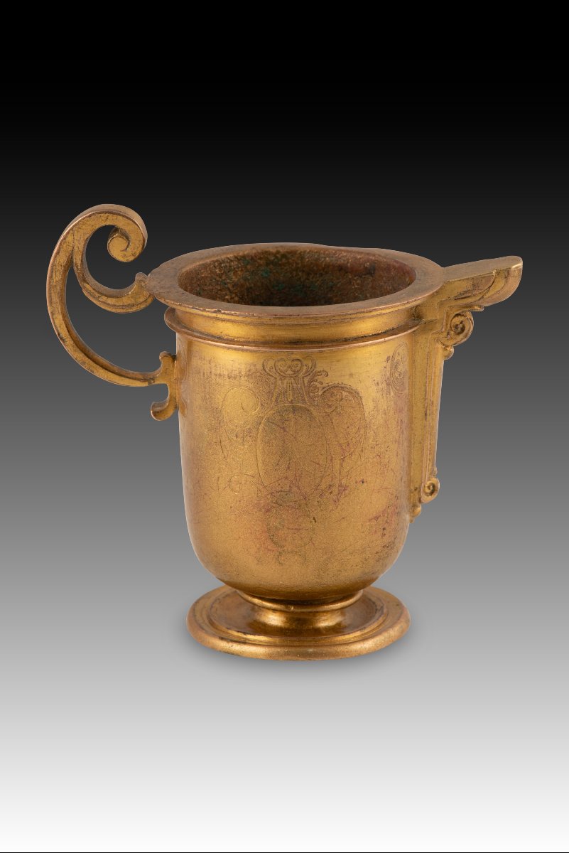 Jug With A Spout. Gilded Bronze. Spanish School, 17th Century. -photo-2