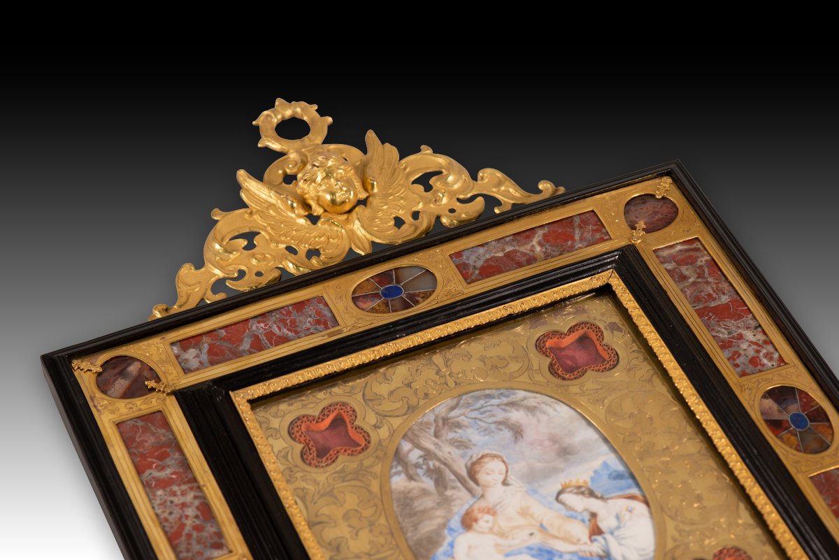 Cadre-reliquaire avec miniature représentant le « Mariage mystique de sainte Catherine ». -photo-4