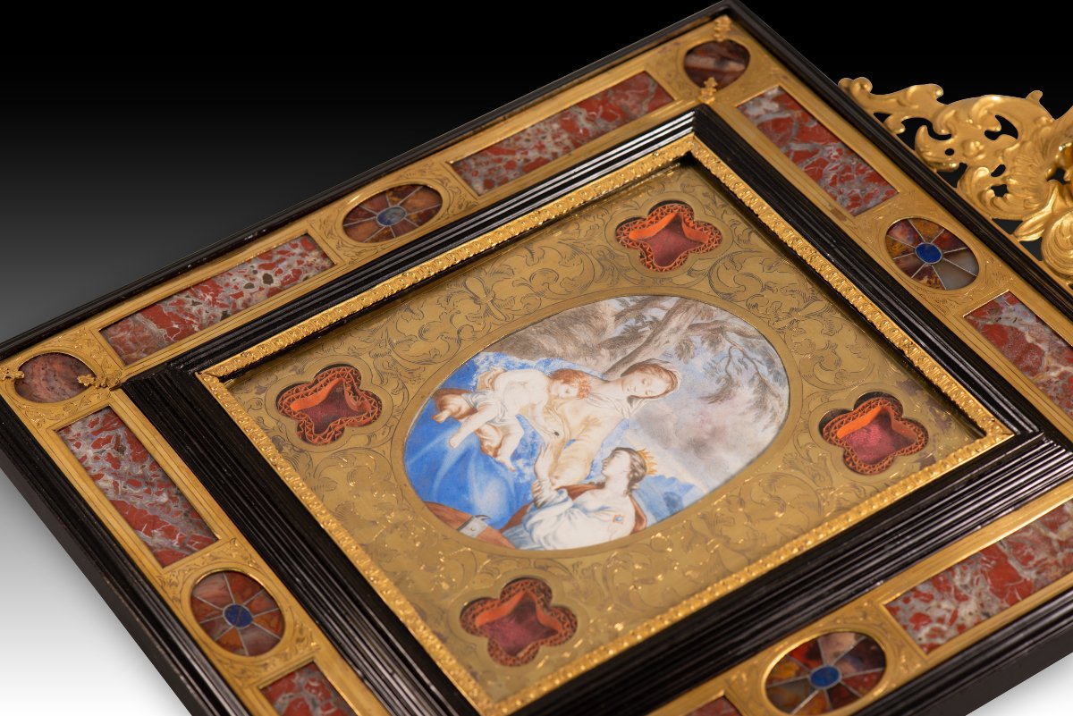 Cadre-reliquaire avec miniature représentant le « Mariage mystique de sainte Catherine ». -photo-5