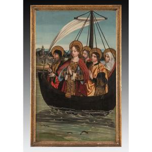 Mary Magdalene On The Way To Marseille. Oil On Panel. Castilian School, C.15th Century.