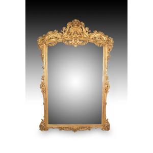 Mirror. Carved And Gilded Wood. Spain, 19th Century. 