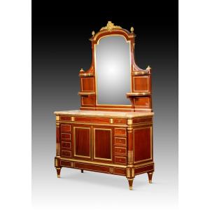 Louis XVI Style Dressing Table. Wood, Etc. Guéret Frères, Paris, France, 19th Century.  