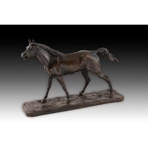  Horse. Patinated Metal. 19th Century.  