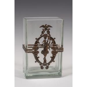 Modernist Vase. Glass, Metal. Portugal, Topazio Casquinha, Circa 1900. 