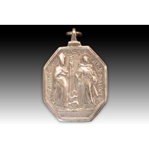 Médaille, saint Thomas l’Évangéliste, saint Thomas d’Aquin, sainte Anne et saint J..